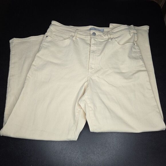 Athleta High Rise Womens Cream Sculptek Stretch Jeans Size 14  Active Denim EUC - Picture 1 of 7